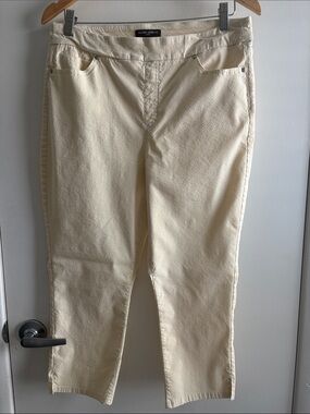 Mario Serrani Searsucker Preppy Pull on Cropped Straight-Leg Pants SZ L